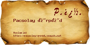 Pacsolay Árpád névjegykártya